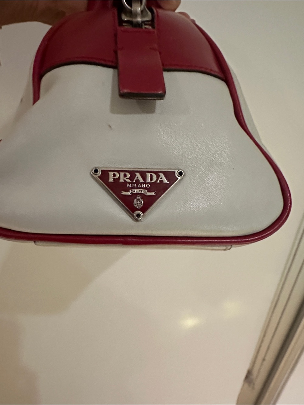 Vintage Prada S/S 2000 Vitello Drive Perforated Bowling Bag - Picture 8 of 12